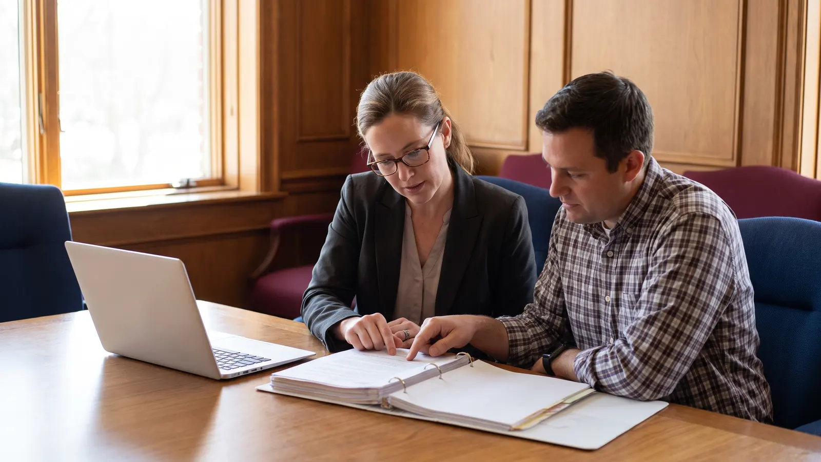 DOT compliance services for small carriers Compliance specialist reviewing DOT driver and maintenance files with a carrier owner